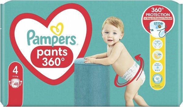 Підгузки-трусики Pampers Pants дитячі розмір 4, 9-15 кг, 48 шт