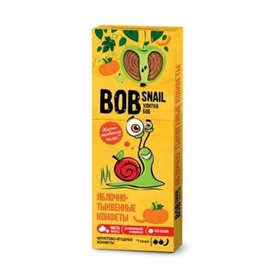 Цукерки Bob Snail Roll натуральні яблучно-гарбузові, 30 г