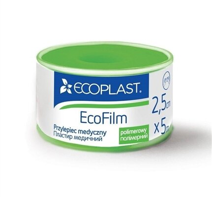 Пластир медичний Ecoplast EcoFilm на полімерній основі, водостійкий 2,5 см x 5 м, в пластик. котушці
