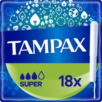 Тампони Tampax Super з аплікатором, 3 краплі, 18 штук