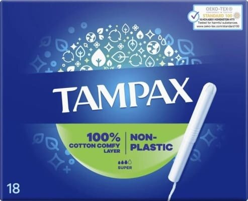 Тампони Tampax Super з аплікатором, 3 краплі, 18 штук