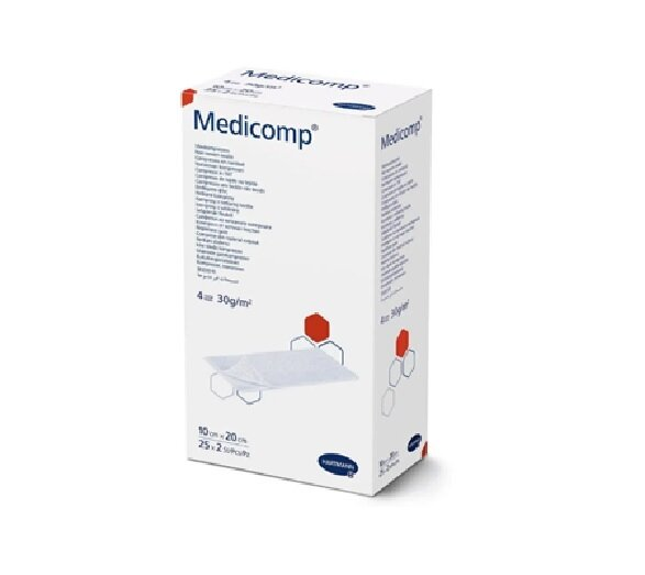 Серветка Medicomp атравматична сорбційна з нетканого матеріалу, 10 см х 20 см, 2 штуки
