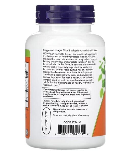 Со Пальметто екстракт NOW Saw Palmetto Extract м'які капсули №90