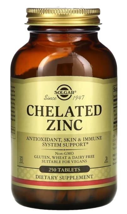 Цинк хелатний Solgar Chelated Zinc таблетки №250