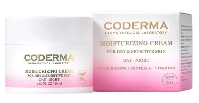 Крем для обличчя Coderma зволожуючий для сухої та чутливої шкіри день/ніч, 50 мл