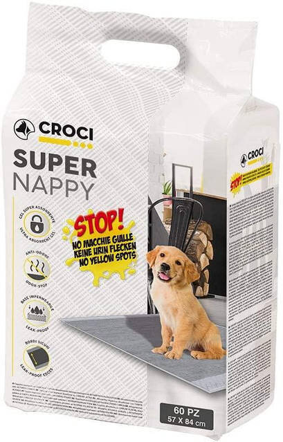 Пелюшки для собак Croci Super nappy з активованим вугіллям 57 см х 84 см, 60 штук