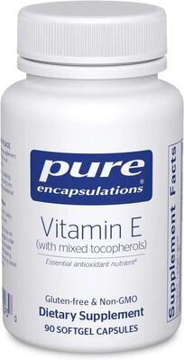 Вітамін Е Pure Encapsulations Vitamin E (with mixed tocopherols), 90 капсул