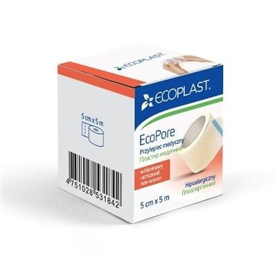 Пластир медичний Ecoplast EcoPore на нетканій основі 5 см x 5 м, папер. упак.