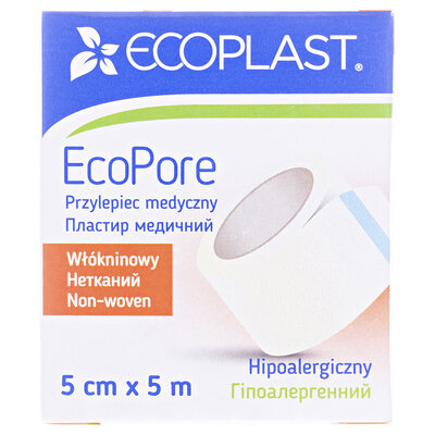 Пластир медичний Ecoplast EcoPore на нетканій основі 5 см x 5 м, папер. упак.