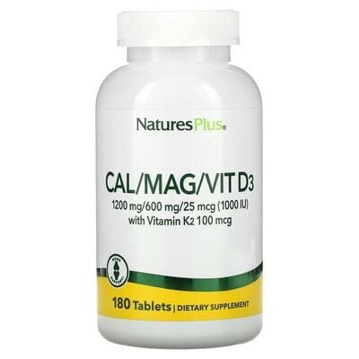 Кальцій, магній і вітамін D3 і K2 Nature's Plus Cal/Mag/Vit D3, Vitamin K2, 180 таблеток