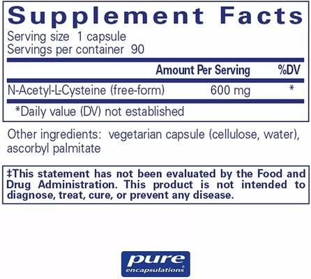 N-ацетилцистеїн Pure Encapsulations NAC 600 мг, 90 капсул