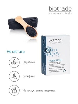 Мило-детокс Biotrade Pure Skin для шкіри обличчя та тіла з розширеними порами, 100 г