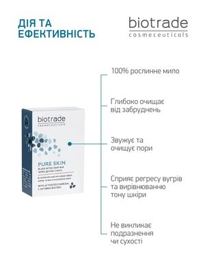 Мило-детокс Biotrade Pure Skin для шкіри обличчя та тіла з розширеними порами, 100 г