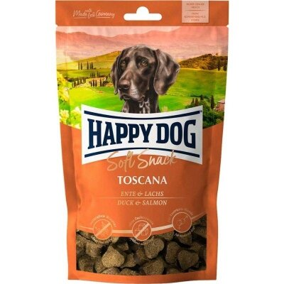 Ласощі м'які Happy Dog Soft Snack Toscana для собак середніх та великих порід з качкою та лососем, 100 г