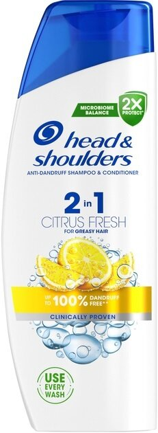 Шампунь і бальзам-ополіскувач Head & Shoulders 2 в 1 Цитрусова свіжість проти лупи, 330 мл