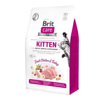 Корм сухий для кошенят Brit Care Cat GF Kitten Growth & Developmen з куркою та індичкою, 7 кг
