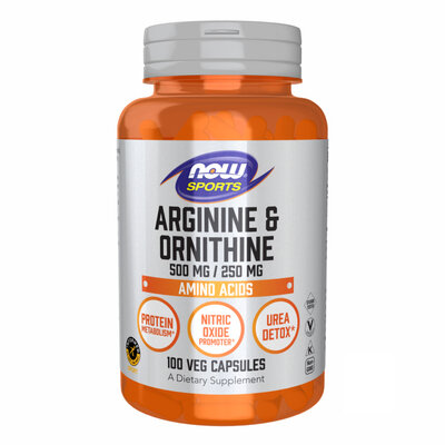 Аргінін та орнітін NOW Sports Arginine & Ornithine 500 мг/250 мг вег. капсули №100