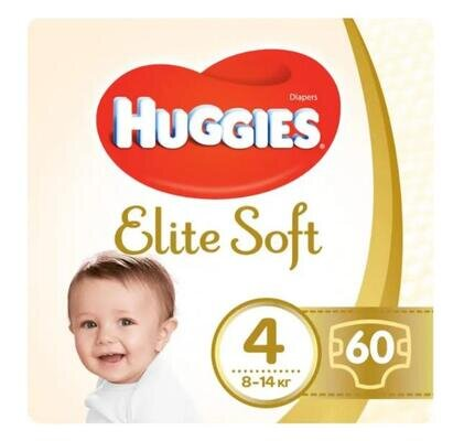 Підгузки Huggies Elite Soft дитячі, розмір 4, 8-14 кг, 60 шт Mega