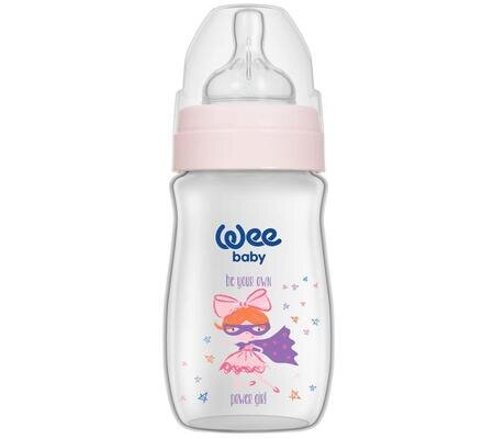 Пляшечка для годування Wee Baby Classic Plus PP з широкою шийкою, силіконова соска №1, 250 мл
