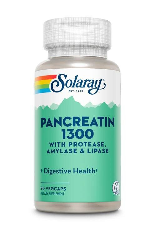 Панкреатин Solaray Pancreatin 1300, 90 веганських капсул