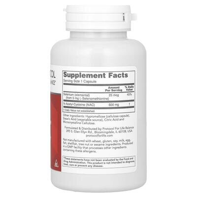 N-ацетилцистеїн Protocol for Life Balance NAC N-Acetyl-Cysteine 600 мг, 100 капсул