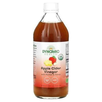 Яблучний оцет Dynamic Health Apple Cider Vinegar з медом і м'якоттю, 473 мл