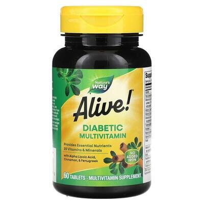 Мультивітаміни для діабетиків Nature's Way Alive! Diabetic Multivitamin, 60 таблеток