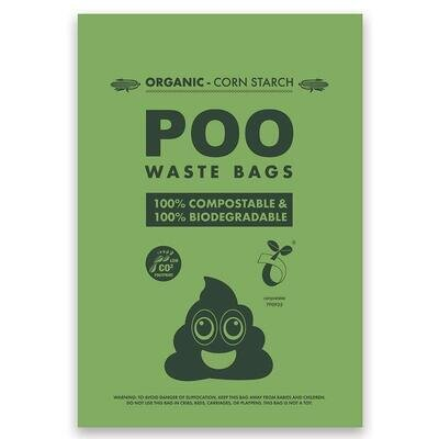 Пакети M-Pets POO Dog Waste Bags 100% Compostable & Biodegradable біорозкладні для прибирання за собаками, 60 штук