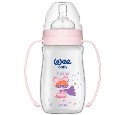 Пляшечка для годування Wee Baby Classic Plus PP з широкою шийкою з ручками, силіконова соска №1, 250 мл