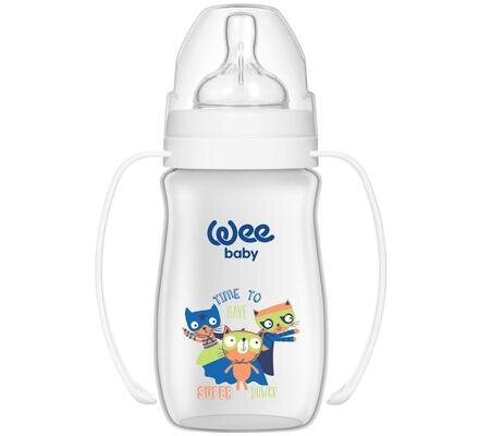 Пляшечка для годування Wee Baby Classic Plus PP з широкою шийкою з ручками, силіконова соска №1, 250 мл
