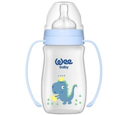Пляшечка для годування Wee Baby Classic Plus PP з широкою шийкою з ручками, силіконова соска №1, 250 мл