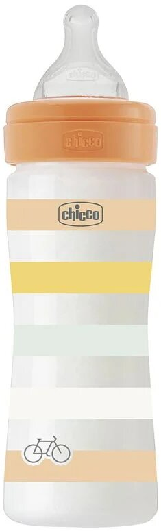 Пляшка дитяча пластикова Chicco Well-Being з соскою силіконовою, середній потік, з 2 місяців, нейтральна, 250 мл