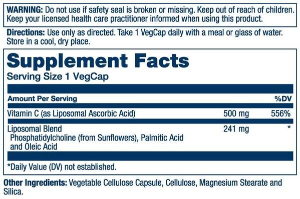 Вітамін С ліпосомальний Solaray Liposomal Vitamin C 500 мг, 100 рослинних капсул