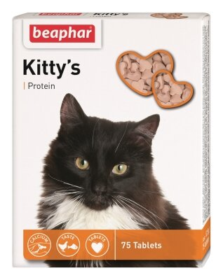 Ласощі для кішок Beaphar Kitty's + Protein з протеїном та рибою, 75 таблеток