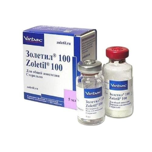 Золетіл 100 пор. + р-к для загальної анестезії кішок і собак, 5 мл
