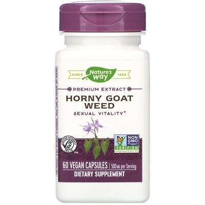Горянка Nature's Way Horny Goat Weed 500 мг стандартизована, 60 капсул