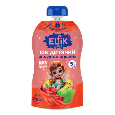 Сік Elfik Magic Яблуко-Шипшина без цукру для дітей з 5 місяців, 175 мл