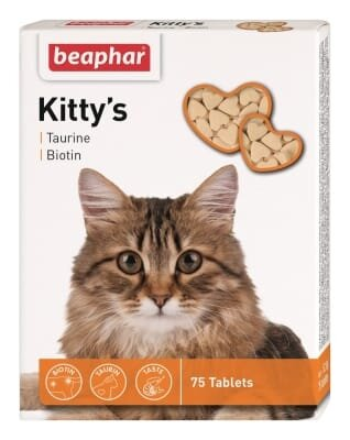 Ласощі для кішок Beaphar Kitty's + Taurine + Biotine з таурином та біотином, 75 таблеток