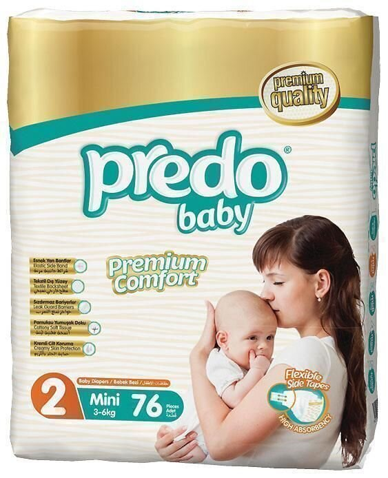Підгузки дитячі Predo Baby Mini розмір 2, 3-6 кг, 76 шт