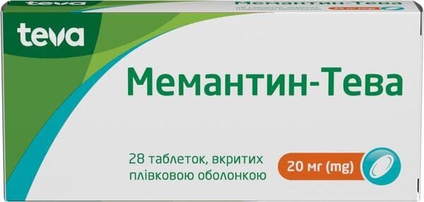Мемантин-Тева таблетки, в/плів. обол. по 20 мг №28 (14х2)