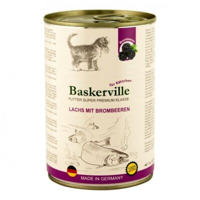 Консерва для кошенят Baskerville Super Premium лосось з ожиною, 400 г