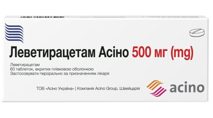 Леветирацетам Асіно таблетки, в/плів. обол. по 500 мг №60 (10х6)