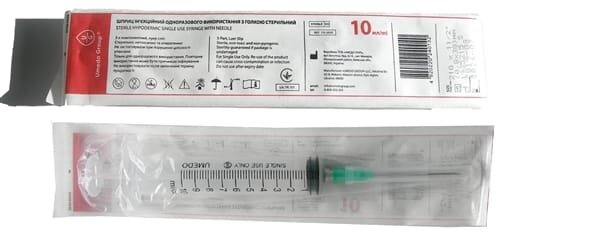 Шприц 10 мл Umedo Group 3-компонентний Луер Сліп з голкою 21Gх1 1/2'', (0,8 х 38 мм), 1 штука