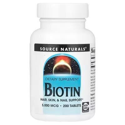 Біотин Source Naturals Biotin 5000 мкг, 200 таблеток