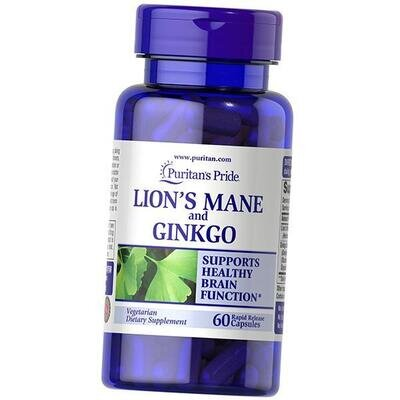Екстракт Левової гриви та гінкго білоба Puritan's Pride Lion's Mane and Ginkgo, 60 капсул