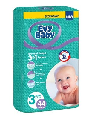 Підгузки Evy Baby Midi Elastic Twin дитячі, розмір 3, 5-9 кг, 44 шт