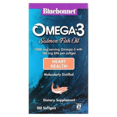 Натуральна Омега-3 із жиру лосося Bluebonnet Nutrition капсули №180
