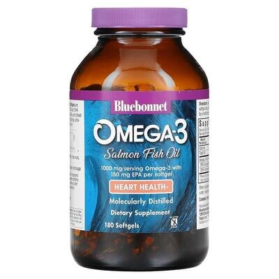 Натуральна Омега-3 із жиру лосося Bluebonnet Nutrition капсули №180