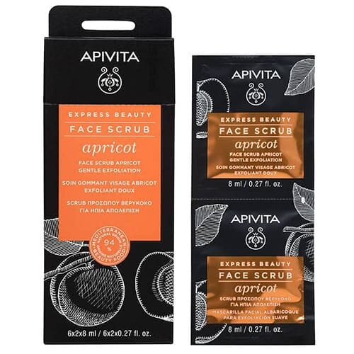 Скраб для обличчя Apivita Express Beauty М'яке відлущування з абрикосом, 2 шт х 8 мл