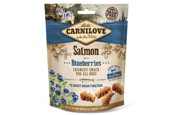 Ласощі для собак Carnilove Crunchy Snack з лососем, чорницею та свіжим м'ясом, 200 г